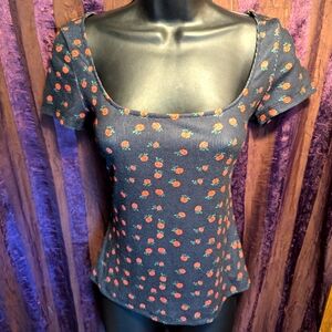 Floral Rose Scoop neck Top Dolls Kill Coquette Modcloth Forever 21 Free People M